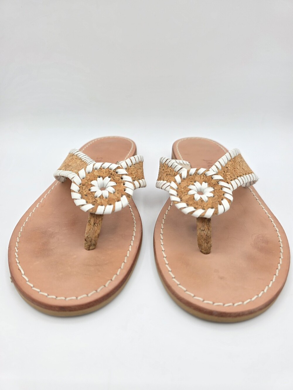 Jack Rogers Georgica Sandals Cork Whipstitch Thong Size 8.5